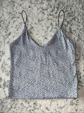 gaze Leopard Print V-Neck Cropped Top - Gray & Black